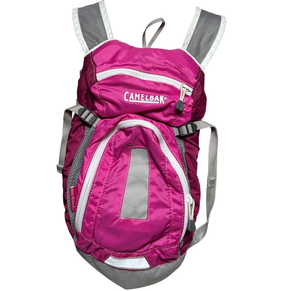 CamelBak Mini M.U.L.E. Kids Hydration Pack Backpack Pink Grey Hiking Outdoor